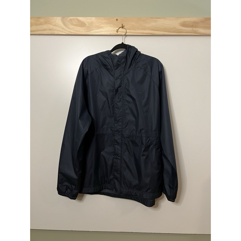 L.L. Bean Hooded Waterproof‎ Windbreaker Jacket Dark Blue Men Size XXL